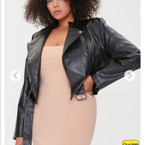 Cropped Faux Leather Jacket